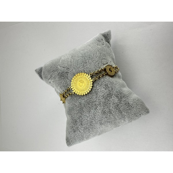 Gold Tuğralı Ayarlanabilir Bileklik